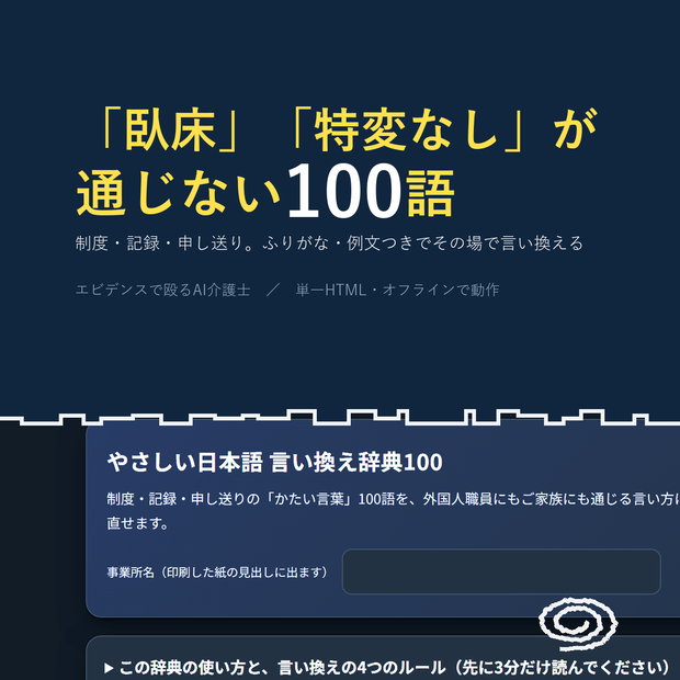 やさしい日本語 言い換え辞典100 制度・記録・申し送り