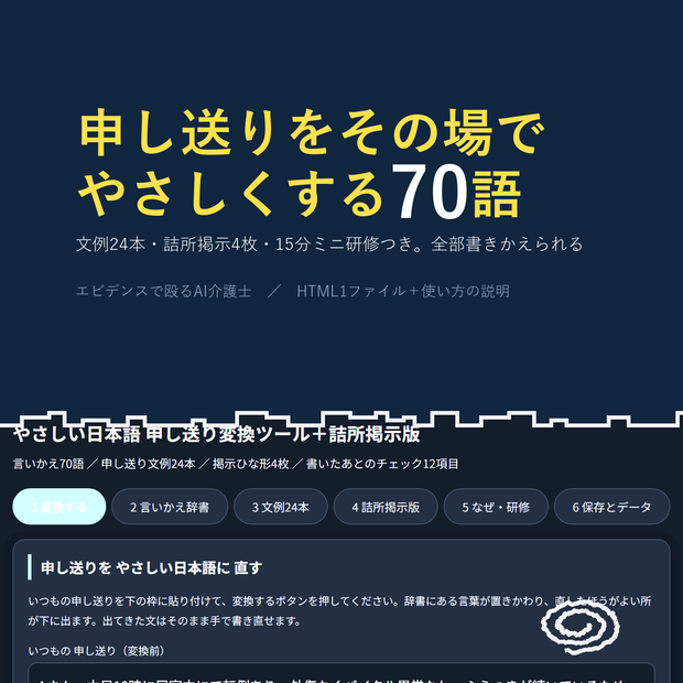 やさしい日本語 申し送り変換ツール＋詰所掲示版