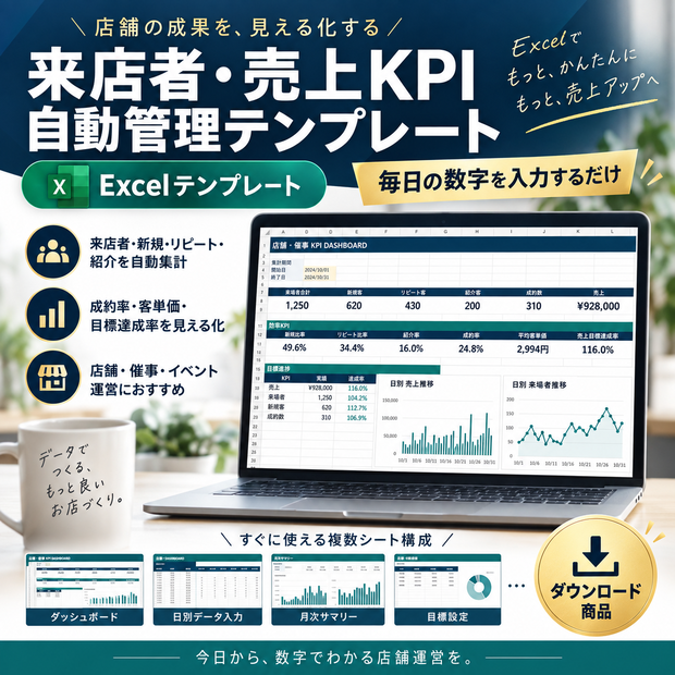 店舗KPI自動管理テンプレート｜来店・売上・成約を見える化