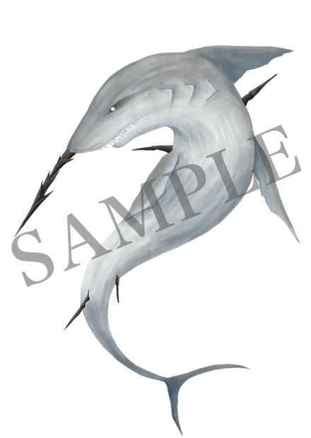 ファンタジー系の鮫クリーチャーイラスト素材