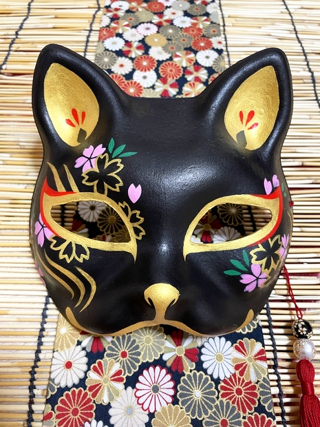☆夜桜・玉乗り・乗っかりニャンコ・黒猫・桜・チャーム・パーツ☆ ☆夜桜・玉乗り・乗っかりニャンコ・黒猫・桜・チャーム・パーツ☆