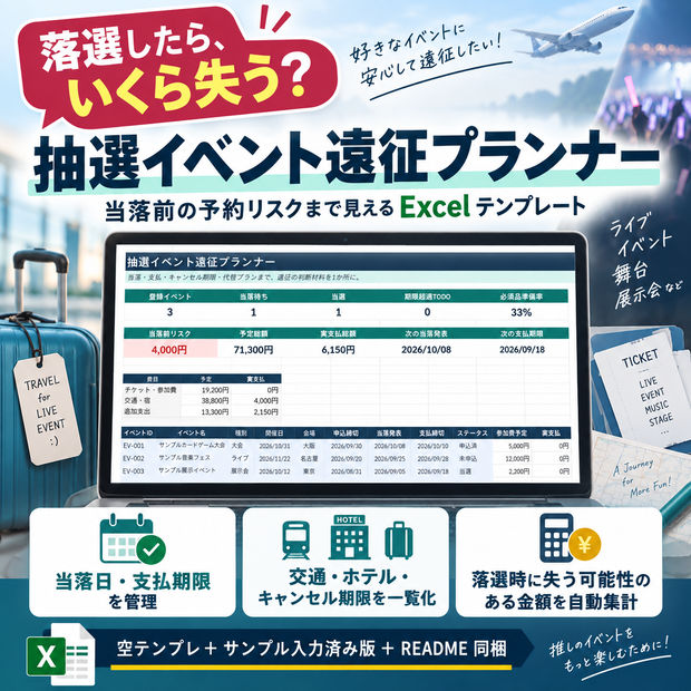 落選したらいくら失う？ 抽選イベント遠征プランナー
