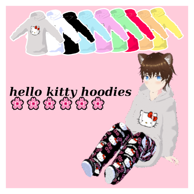 [Vroid] Hello kitty hoodie/Sweatshirt / パーカー/スウェットシャツ(many colors/さまざまな色) [VR]