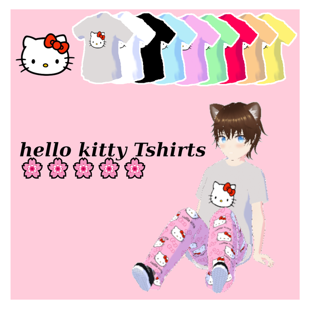[Vroid] Hello kitty Shirt/シャツ (many colors/さまざまな色)  [VR]