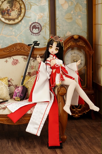 【雪月姬】MDD(S/M/L)，MSD PUYOODOLL用洋風女巫着物9点セット