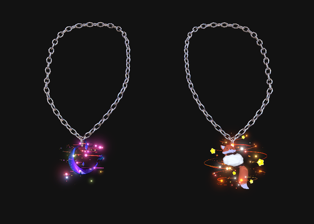 【VRChat】Magical Pendant - Fox & Moon Necklace【MA対応・同期エフェクト】