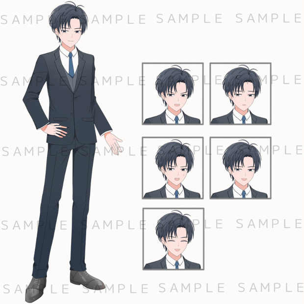キャラクター立ち絵素材　サラリーマン風のスーツの男性