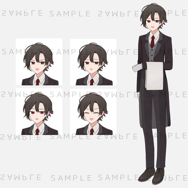キャラクター立ち絵素材　執事風×黒髪の青年