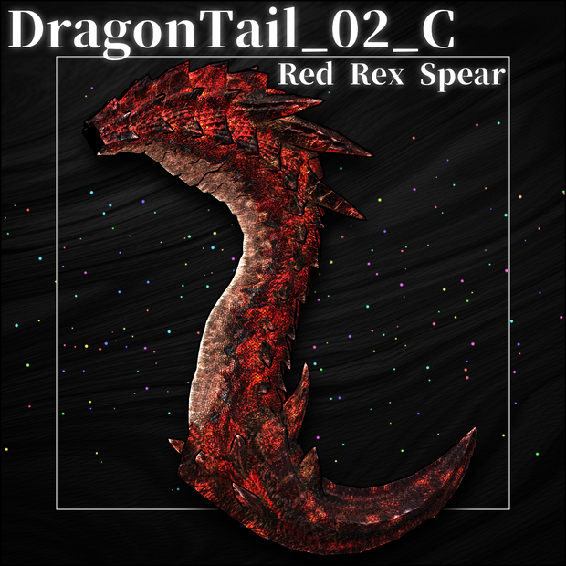 【DragonTailシリーズ】DragonTail_02_C Red Rex Spear【3Dモデル衣装・装飾品】
