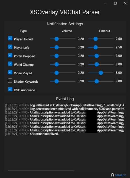 XSOverlayVRChatParser With OSC