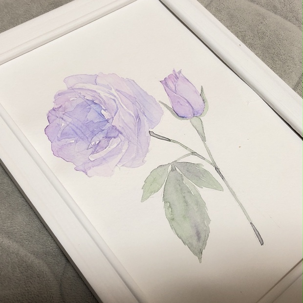紫の薔薇の水彩原画 - ふわもこ堂の水彩屋さん - BOOTH