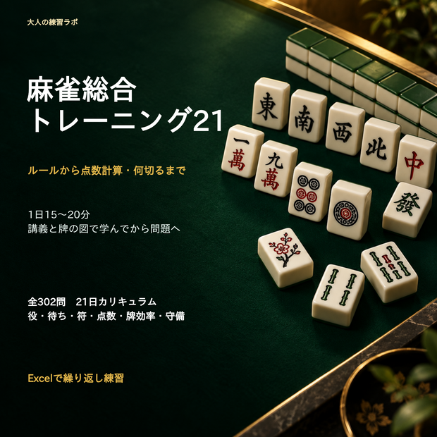 麻雀総合トレーニング21｜初心者が麻雀を覚えるためのツール