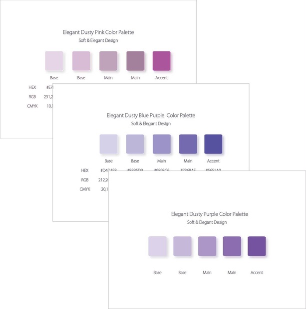 Elegant Dusty Color Palette Set | Feminine Aesthetic for Branding & Social Media｜エレガントなくすみカラー配色パレット３色セット