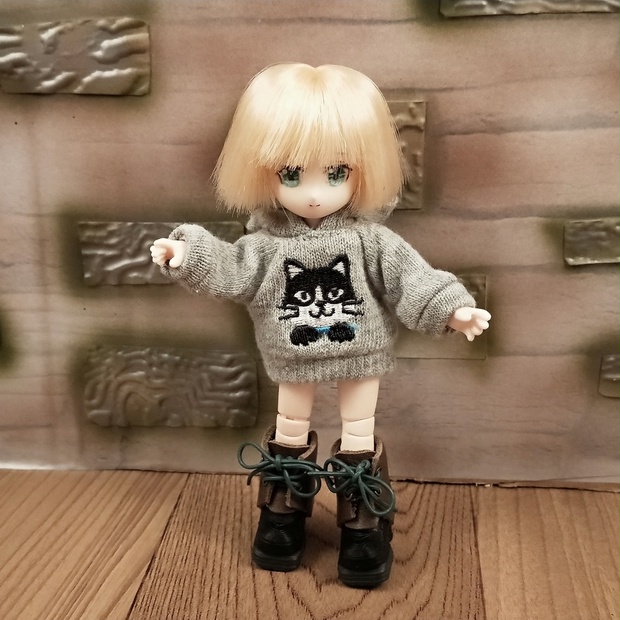 ＊オビツ11 猫フード付きトレーナー ドール服 ねんどろいどどーる