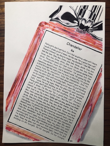 万年筆画 手書きカラオケ 原画 Sia Chandelier Mart Art Booth 万年筆画 手書きカラオケ 原画 Sia Chandelier Mart Art Booth