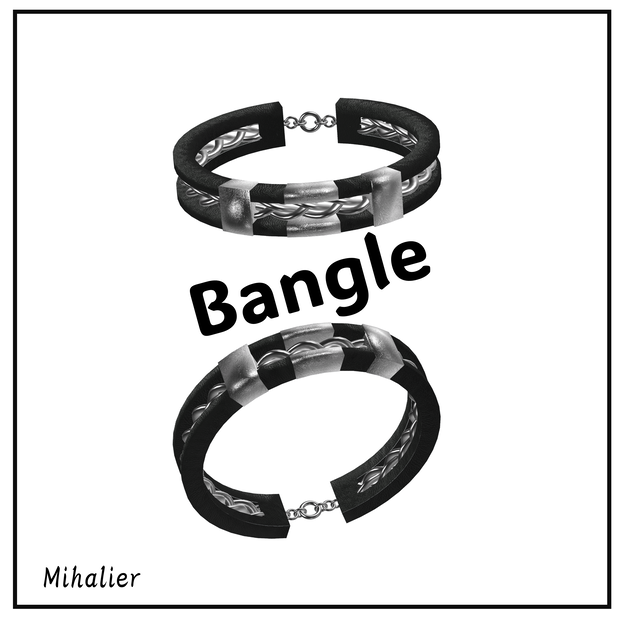 【3Dモデル】レザー＆メタル・編み込みバングル "Mihalier Bangle"