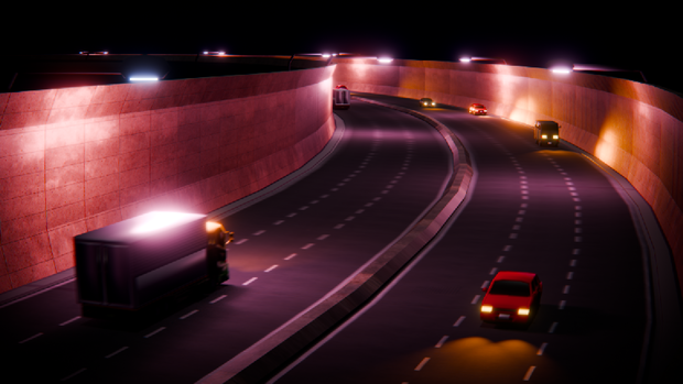 【Blender環境アセット】自動車付き高速道路 ローポリゴン PS1 N64風