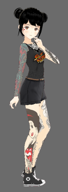 [VROID] Tattoos and belly piercing body skin