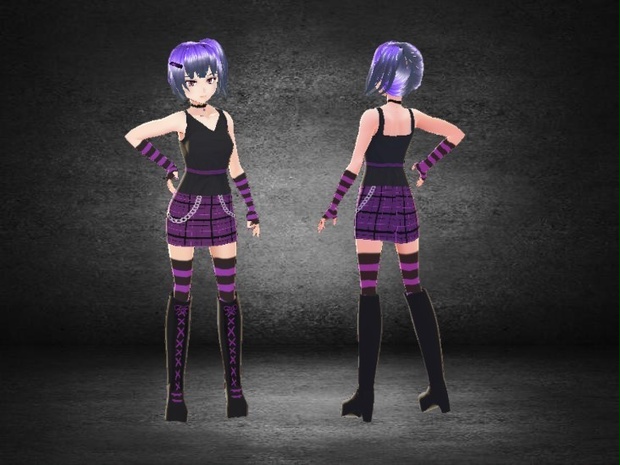 [VRoid] Cute Punk Goth Clothes and Boots