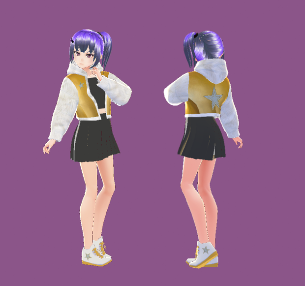 [3D Model] Fur and Gold Metallic Hoodie Outfit