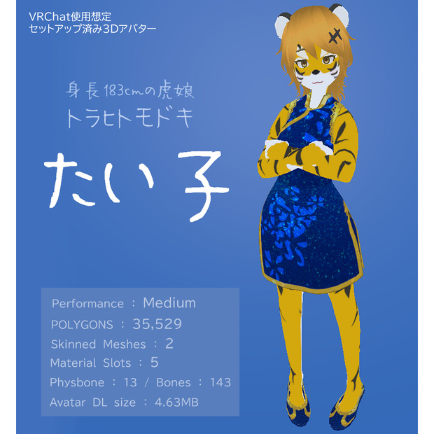 VRChat使用想定3Dモデル「たい子」