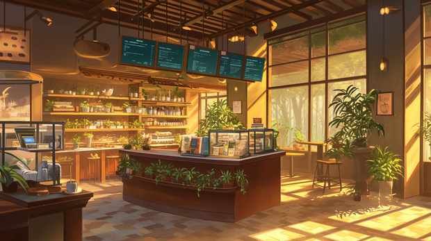 カフェの店内の背景素材１～１３