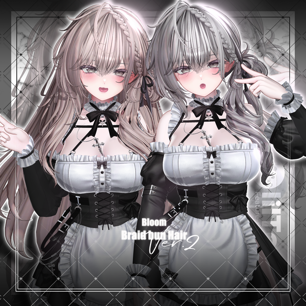【VRC想定】Bloom braid bun Hair Ver.2