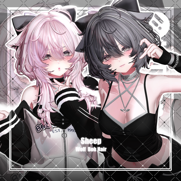 【VRC想定】Sheep Wolf Bob Hair