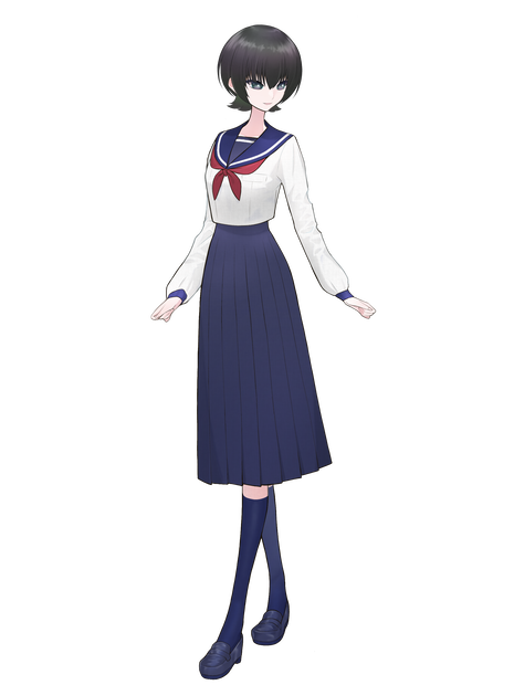 表情差分素材「女の子2」(セーラー服、黒髪ショート、つり目)