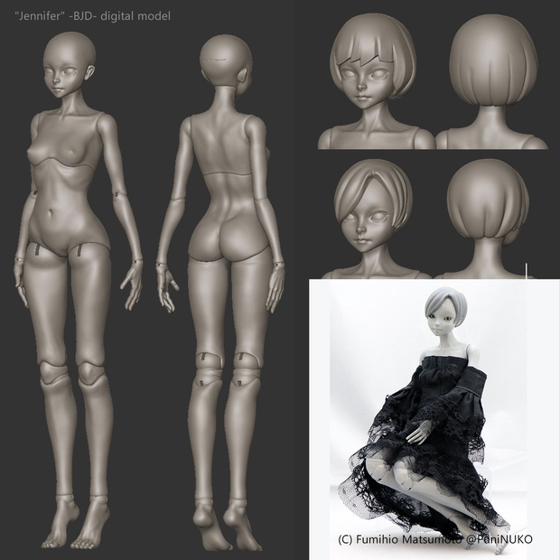 Jennifer-BJD Digital models ,3Dprintable(STL files) - PuniNUKO Shop