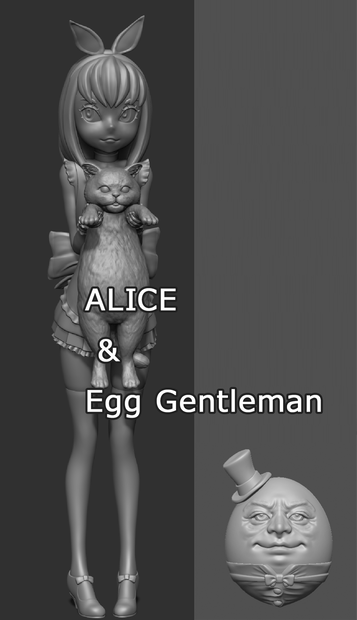 ALICE & Egg Gentleman（アリスと卵紳士）Digital models ,3Dprintable(STL files)