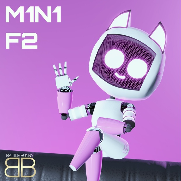 [Original 3D Model] M1N1-F2 Cute Neko Bot VRChat Avatar - Battle Bunny ...