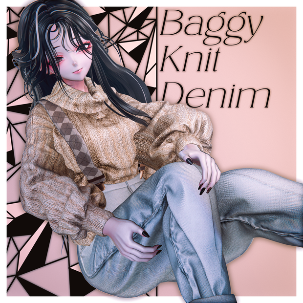 【2アバター対応】 Baggy knit denim