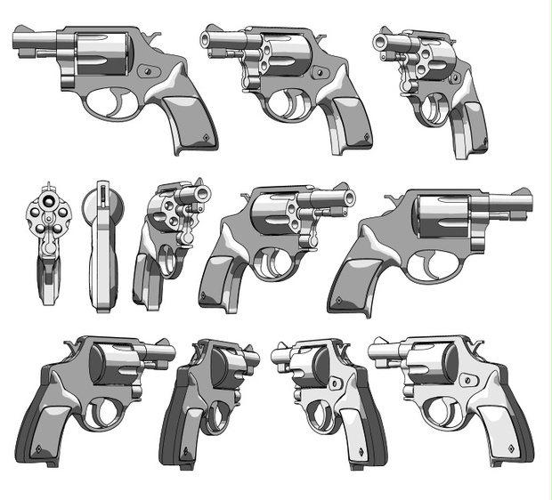 警察拳銃画像36パターン コミスタ Psd クリスタ コミスタ素材製作所 Booth