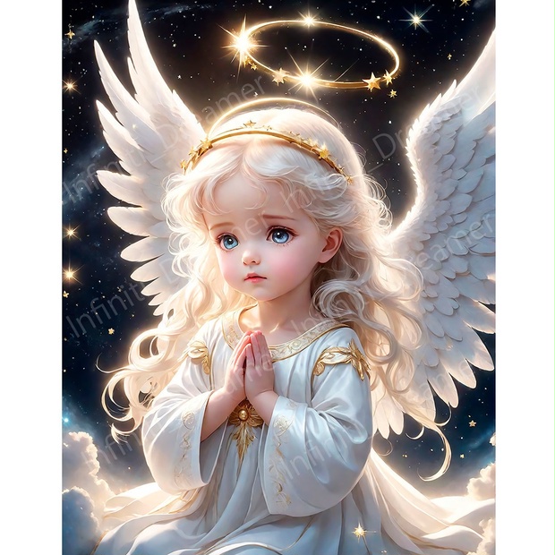 祈る 女の子 天使 のイラストアート（デジタルコンテンツ ダウンロード