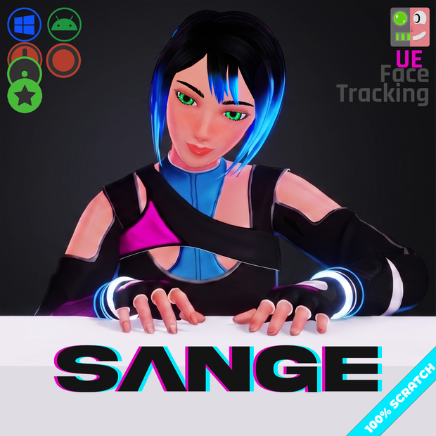 Sange - VRChat Avatar (UE Face Tracking, AudioLink)