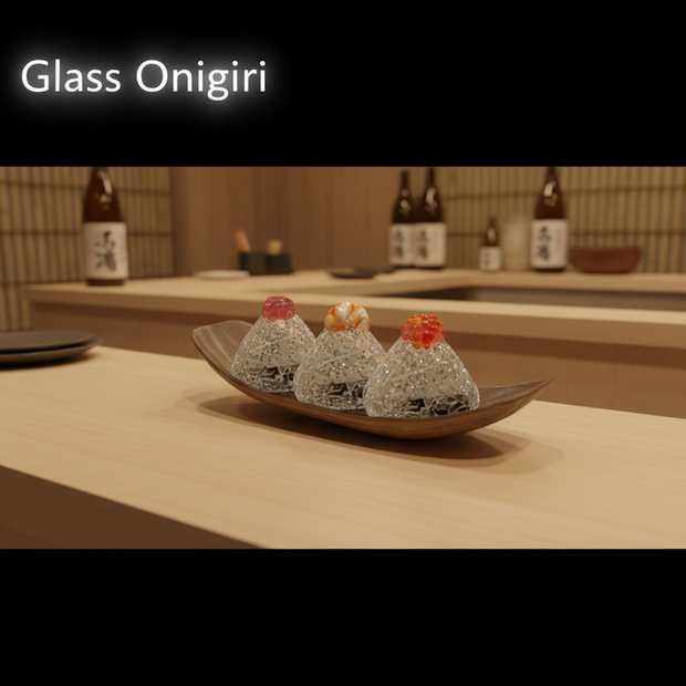 【VRChat向け】ガラスのおにぎり 3Dプロップ【ワールド小物】架空商店