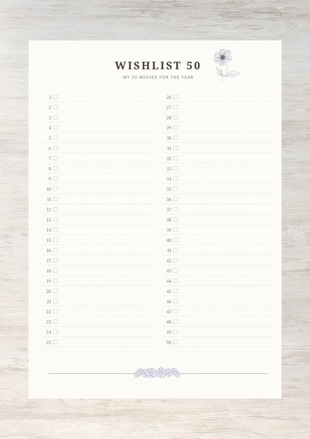 【ダウンロード印刷可】やりたいことリスト50（Wishlist 50）📝