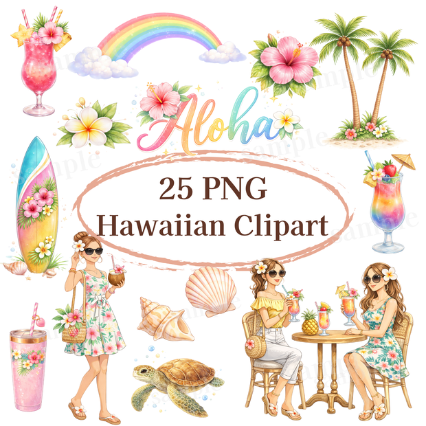 大人可愛い ハワイアン透過素材25点(PNG)