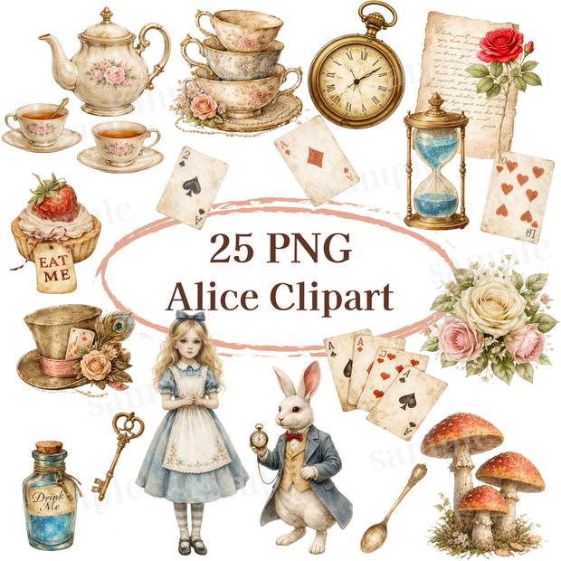 Alice’s Vintage Tea Party透過素材25点(PNG)