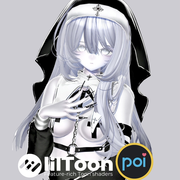 Poiyomi＆liltoon 白リム Material Preset - White Rim 設定済みマテリアル　+hair Material