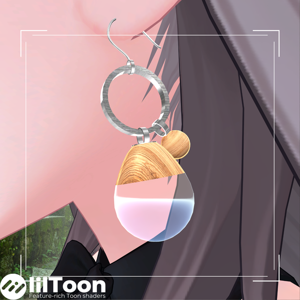 木目と透明感のピアス