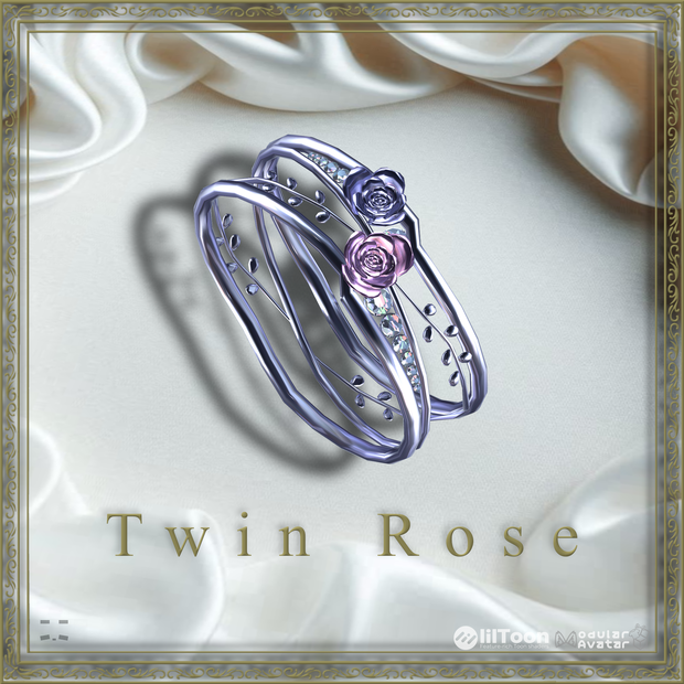 💍VRChat accessory💍　🌹Twin Rose🌹【10Color×5Color 20Avatar対応】