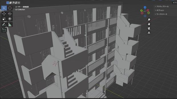 3Dプリント用 マンション廊下＆階段(.blend)