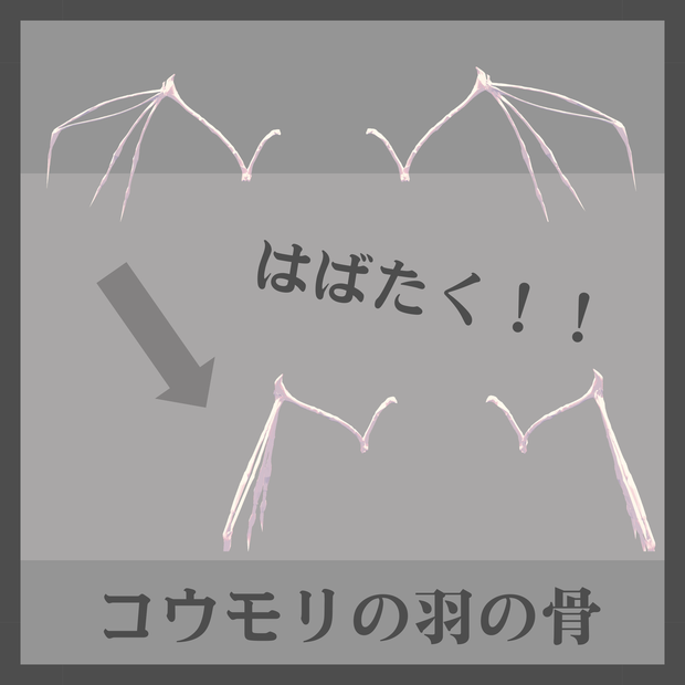 【MA対応】コウモリの羽の骨【vrchat想定】