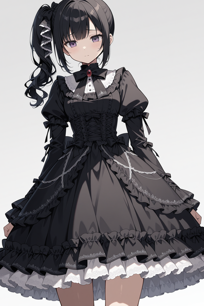 AIイラスト素材｜ゴスロリアニメ少女 衣装8種×キャラ10人 差分100枚セット【商用利用可】