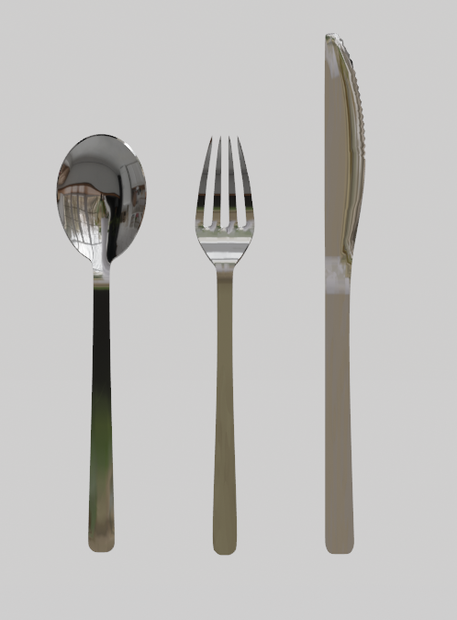 食器（スプーン、フォーク、ナイフ）（Blenderデータ）