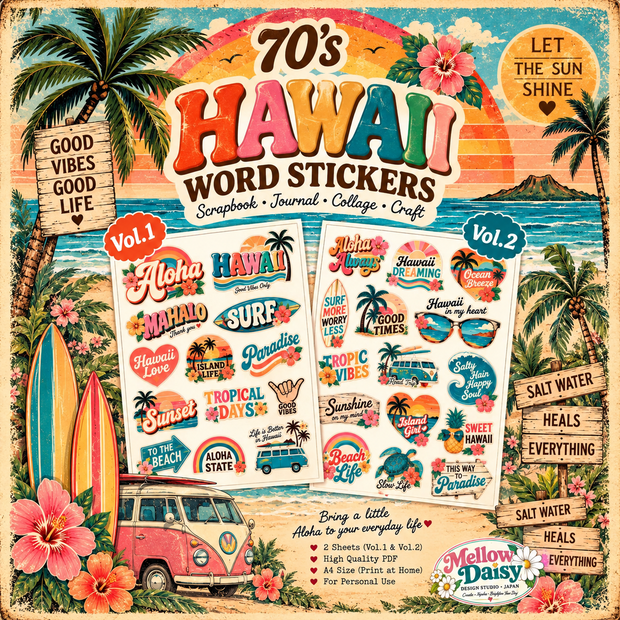 ７０年代ハワイアンシリーズワードステッカー70’s HAWAII WORD STICKERS