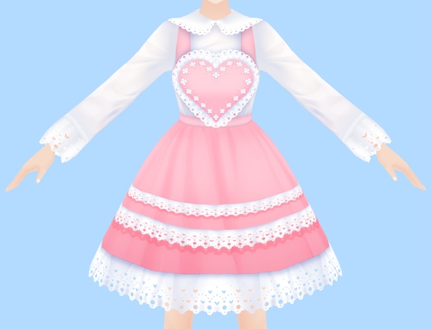 [VRoid Texture] Heart Apron Dress || "Lolita" Fashion - yipvirtual - BOOTH