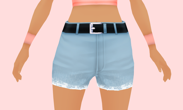 [VRoid Texture] Denim Jean Shorts With Belt